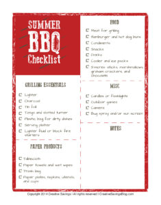 checklist of bbq items