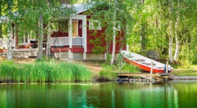 cabin in the forest and on the lake