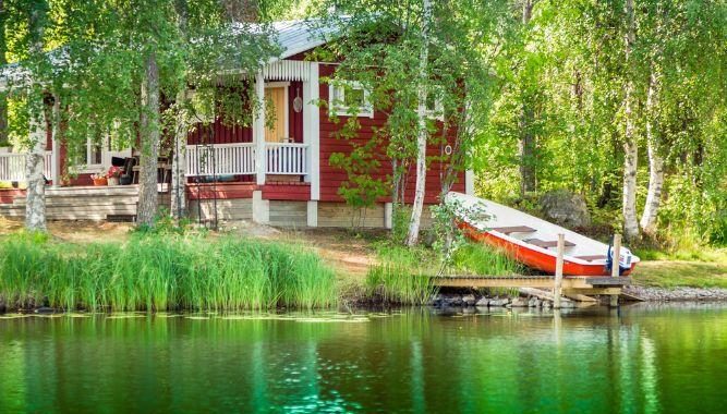 cabin in the forest and on the lake